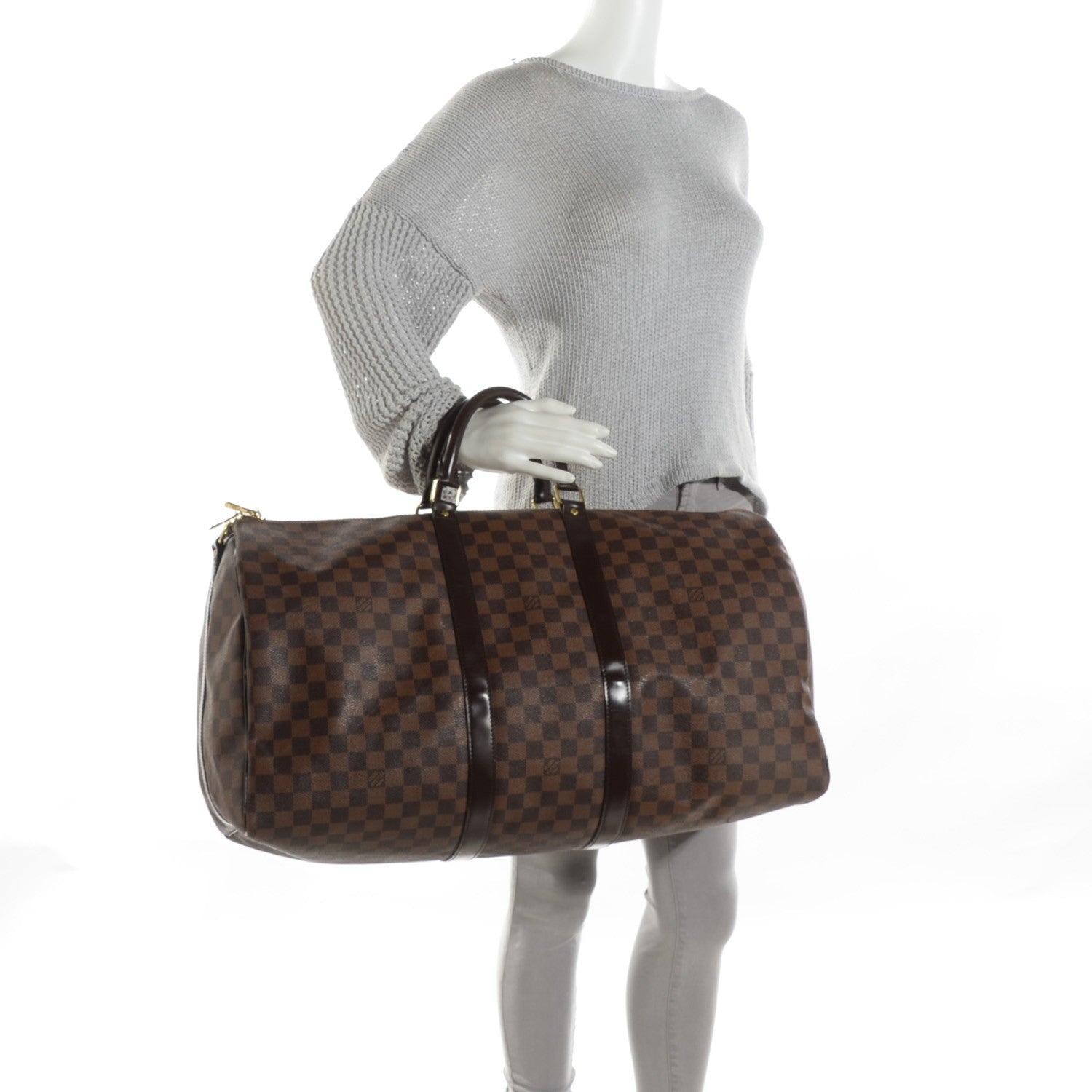 Louis Vuitton Damier Ebene Keepall Bandouliere 55 3 of 10