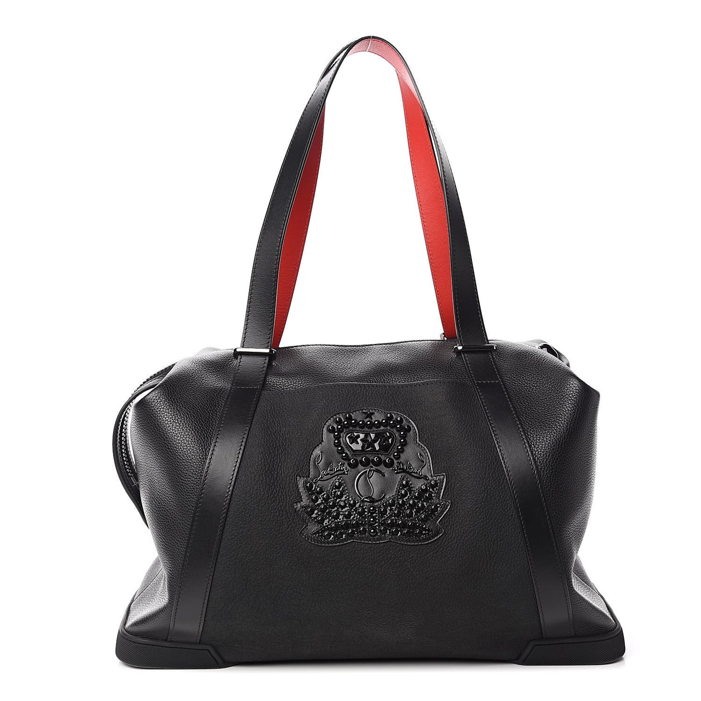 Grained Calfskin Studded Duffle Black