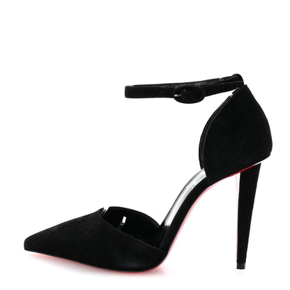 Christian Louboutin Veau Velours 100 Ankle Strap Pumps 35.5 Black 1 of 9