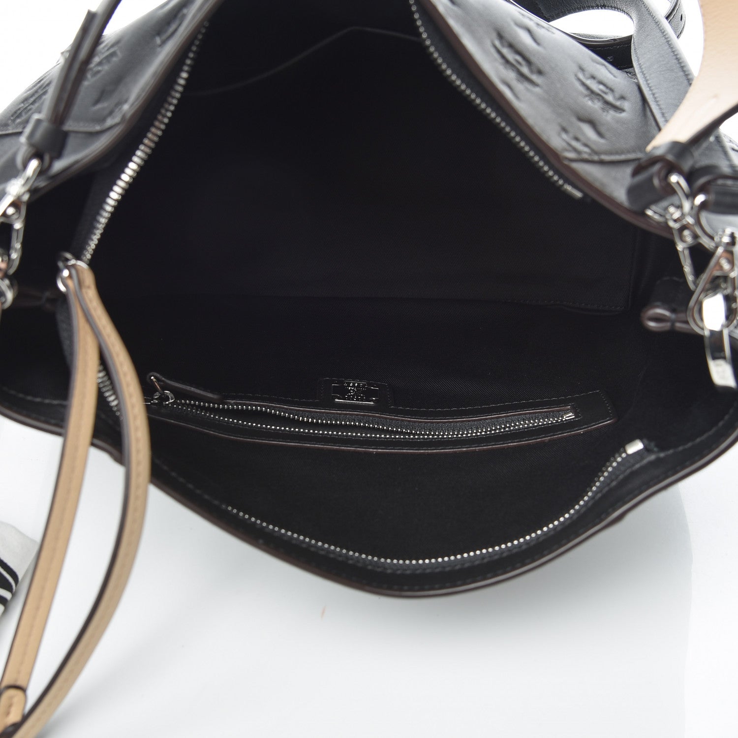 MCM Calfskin Ottomar Monogram Medium Klara Hobo Black 6 of 11