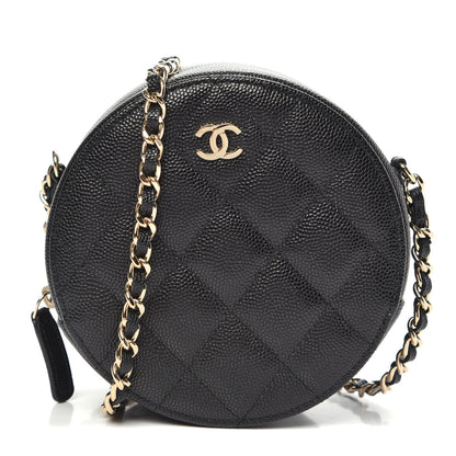 Chanel Caviar Quilted Round Clutch With Chain Black 1 of 10