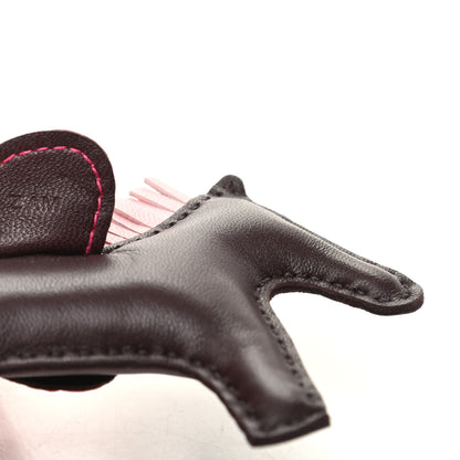 Hermes Milo Lambskin Matte Alligator Touch Grigri Rodeo Horse Bag Charm PM Rouge Sellier Framboise Rose Sakura 4 of 5