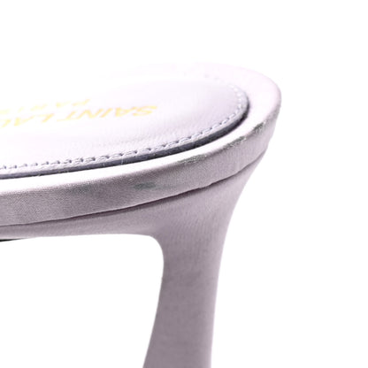 Saint Laurent Satin Feather Mae Mule Sandals 38 Soft Lila 12 of 15