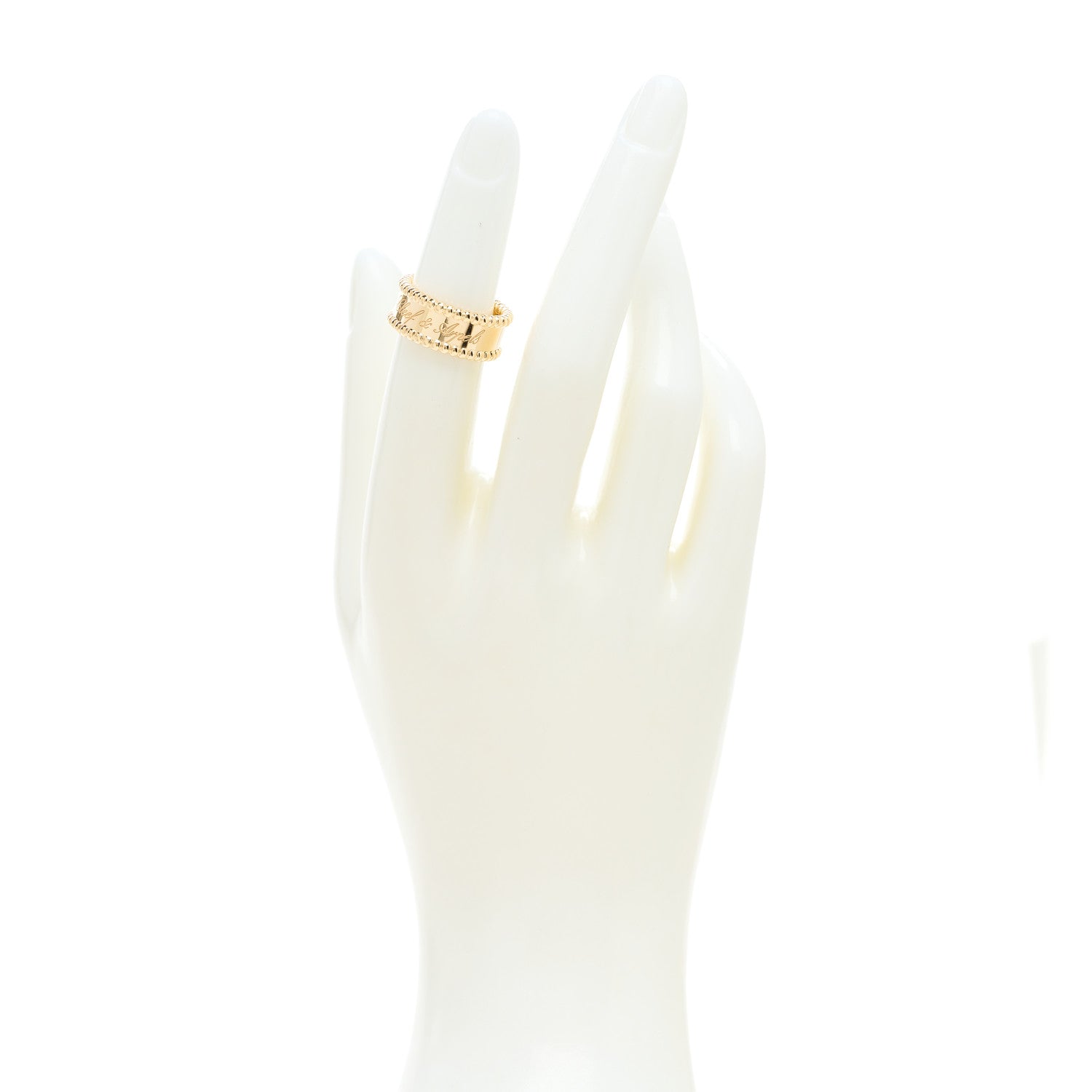 Van Cleef & Arpels 18K Yellow Gold Perlee Signature Ring 48 4.5 2 of 7