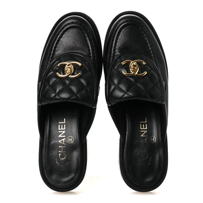 Chanel Lambskin Quilted CC Turnlock Mules 36.5 Black 2 of 10