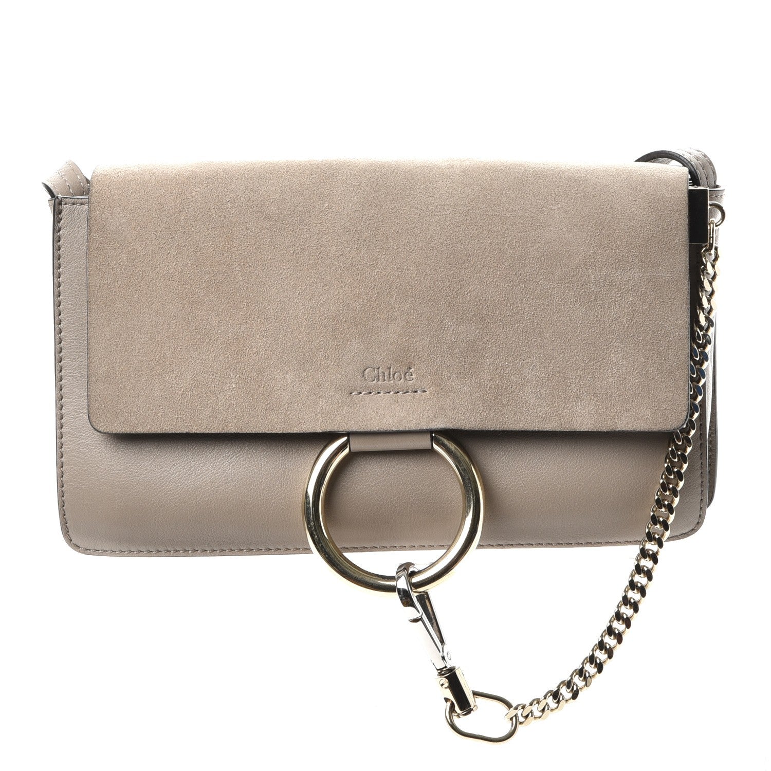 Chloe Suede Calfskin Small Faye Shoulder Bag Motty Grey 1 of 7