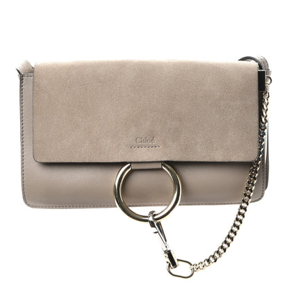 Chloe Suede Calfskin Small Faye Shoulder Bag Motty Grey 1 of 7