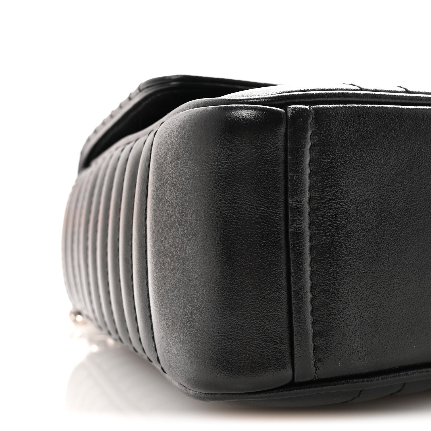 Prada Soft Calfskin Impunture Diagramme Large Chain Flap Shoulder Bag Black 8 of 9