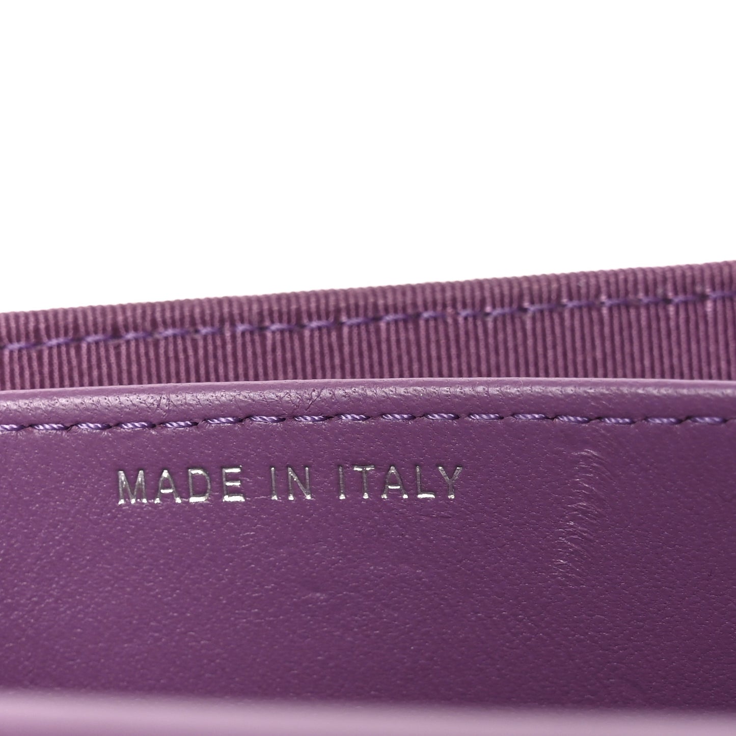 Lambskin Quilted Flap Card Holder On Chain Violet Purple