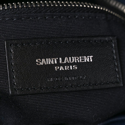 Saint Laurent Lambskin Quilted Medium Loulou Puffer Monogram Chain Satchel Navy 7 of 11