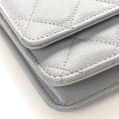 Chanel Caviar Quilted Textured CC Wallet on Chain WOC Grey 8 of 10
