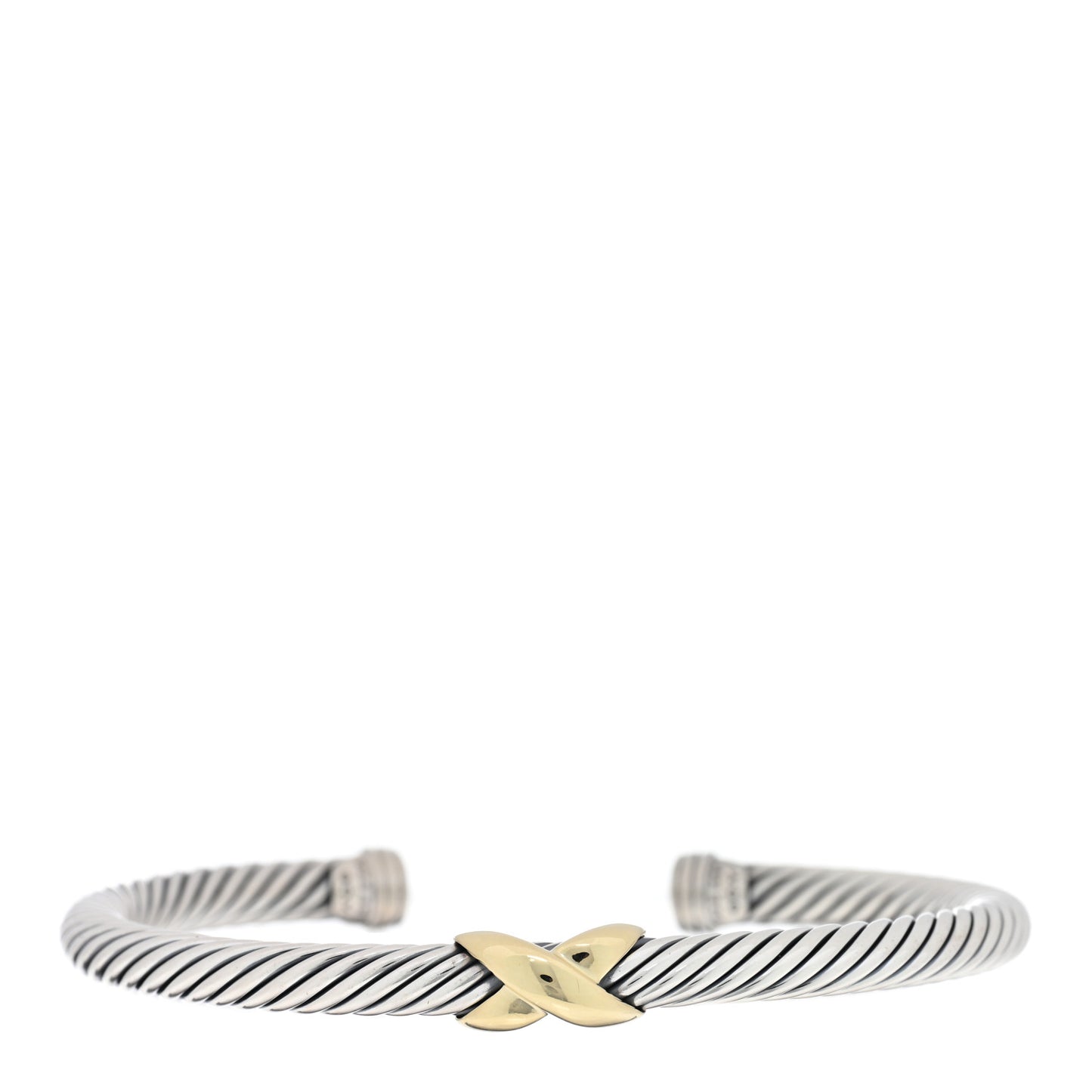 Sterling Silver 14K Yellow Gold 5mm X Station Cable Bracelet