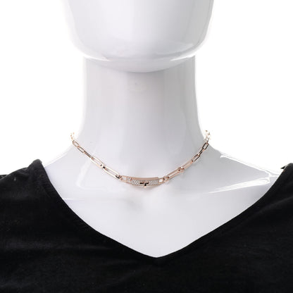 Hermes 18K Rose Gold Diamond Pave Kelly Chaine Choker Necklace 2 of 5