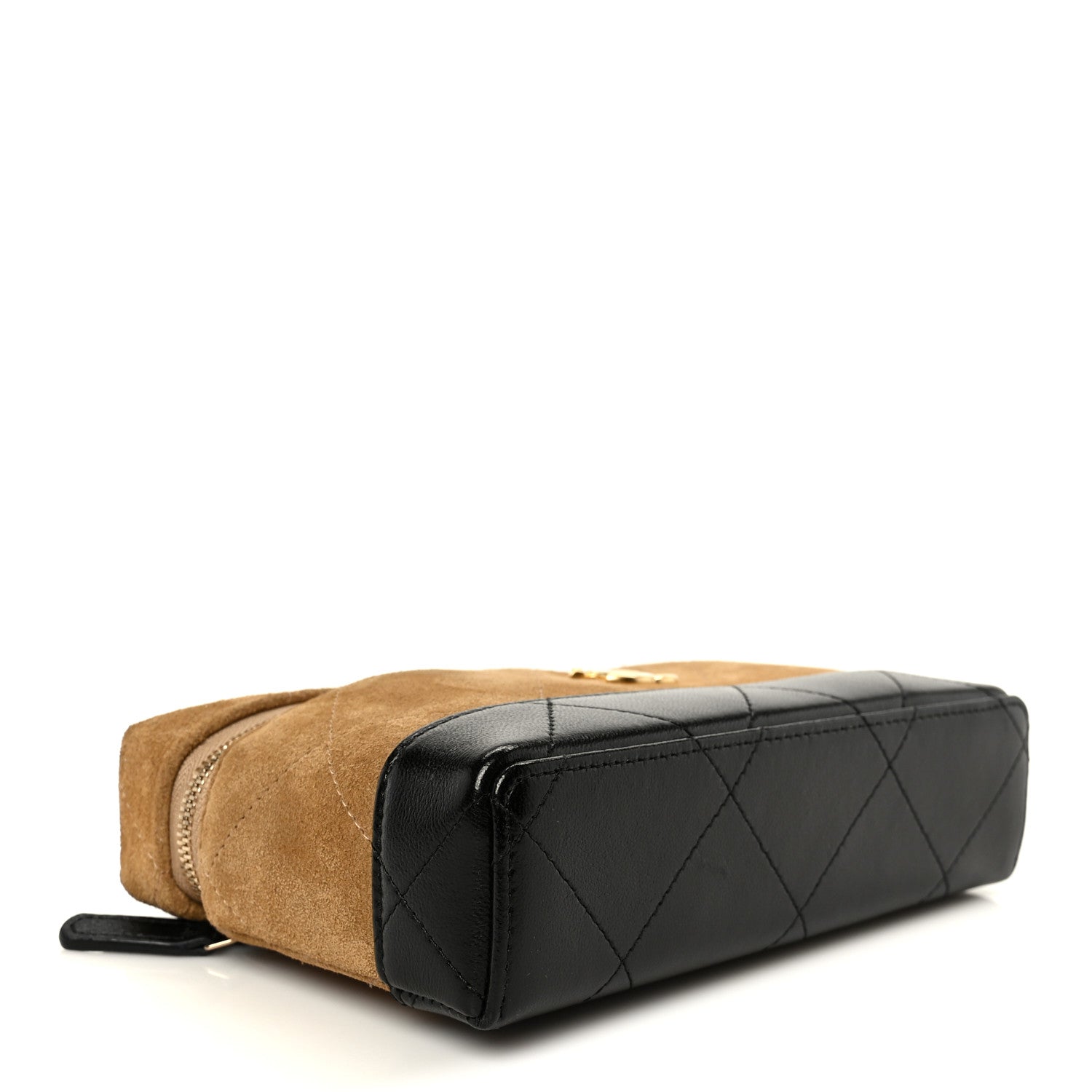 Chanel Suede Calfskin Shiny Lambskin Stitched Top Handle Slim
