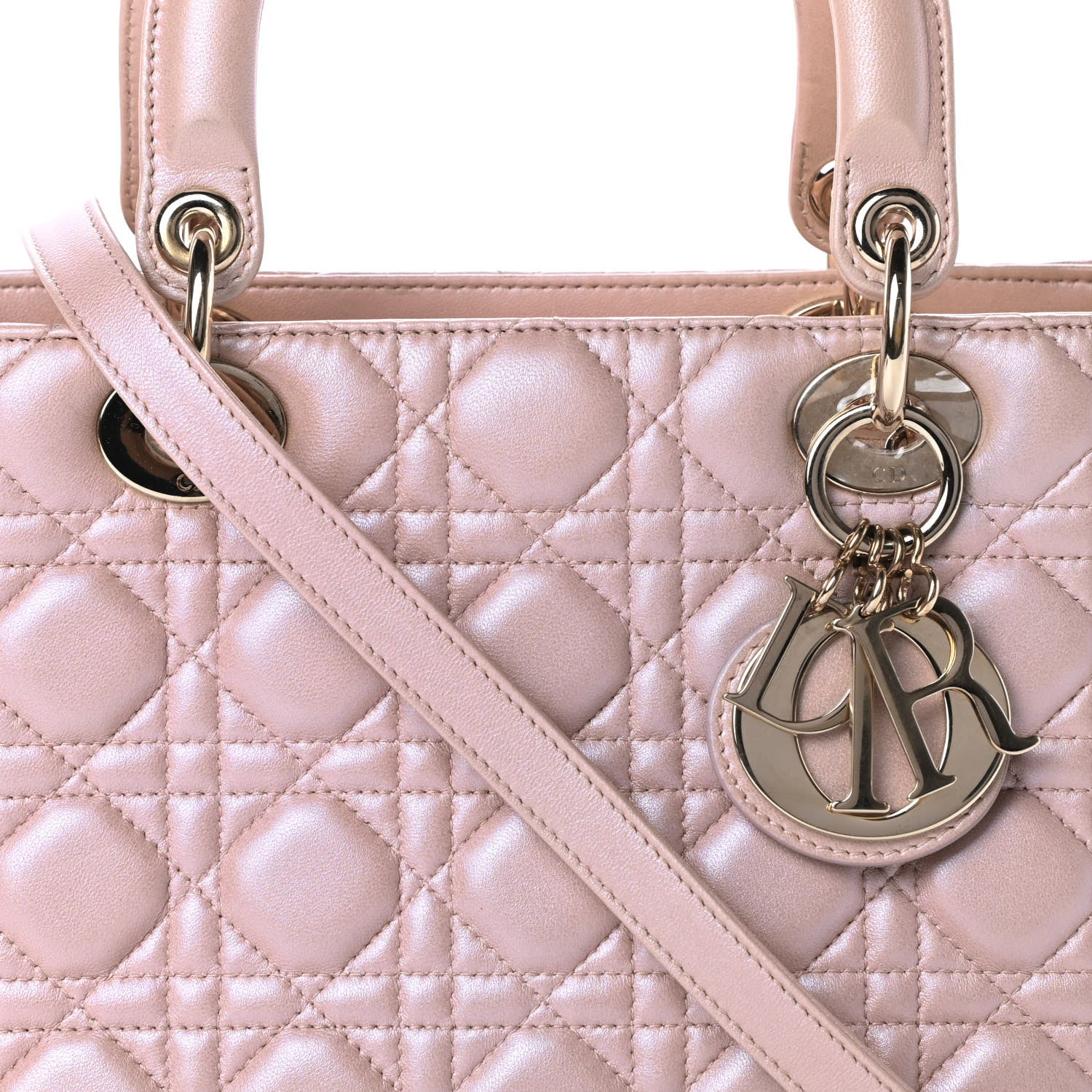 Christian Dior Pearly Lambskin Cannage Medium Lady Dior Lotus 8 of 16