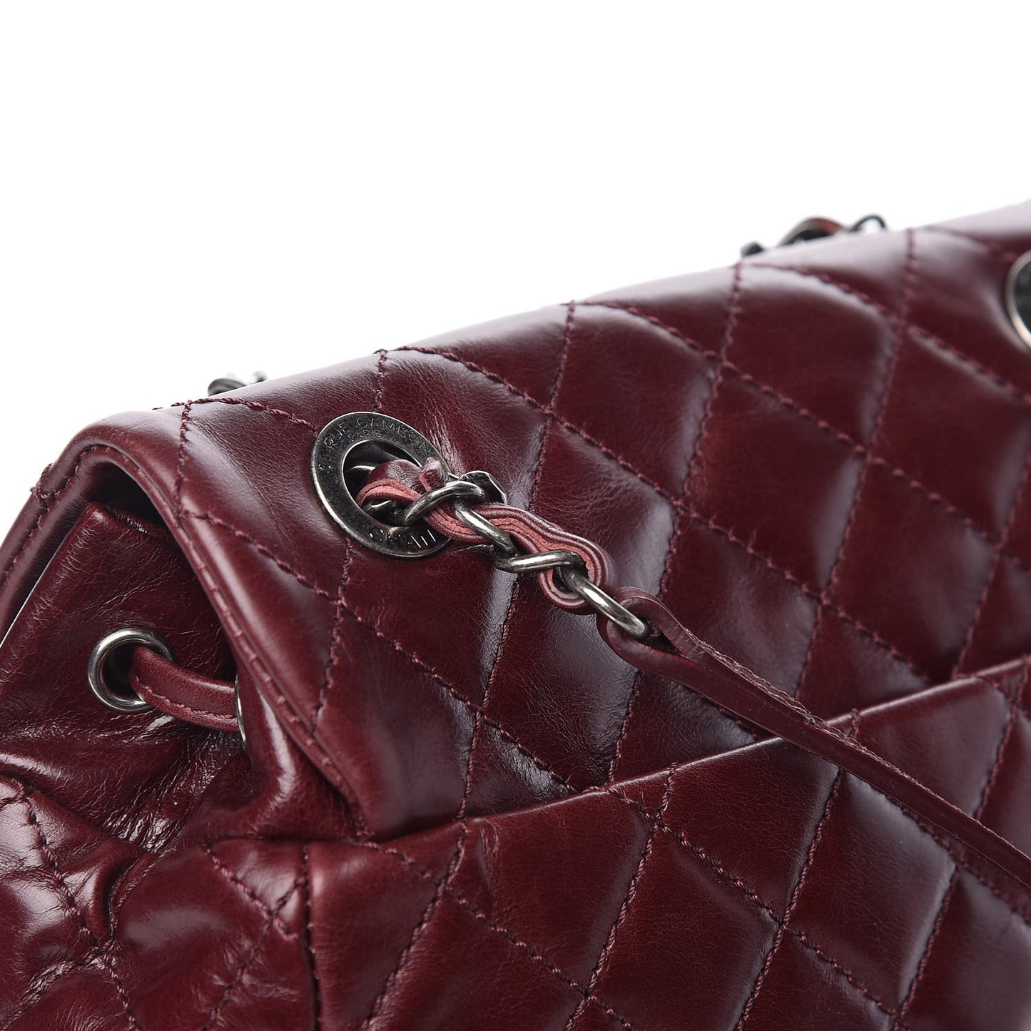Glazed Calfskin Quilted Small Salzburg Backpack Burgundy