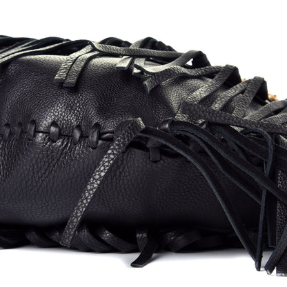 Valentino Garavani Grained Calfskin C-Rockee Fringe Hobo Black 8 of 8