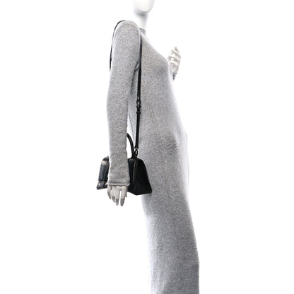 Balenciaga Matte Calfskin Snake Embossed Tonal B Small Hourglass Top Handle Bag Black 2 of 10