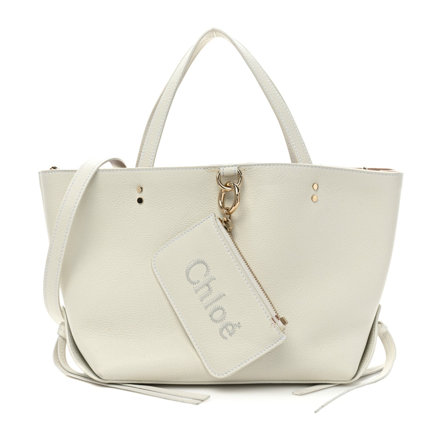 Calfskin Small East West Sense Tote White