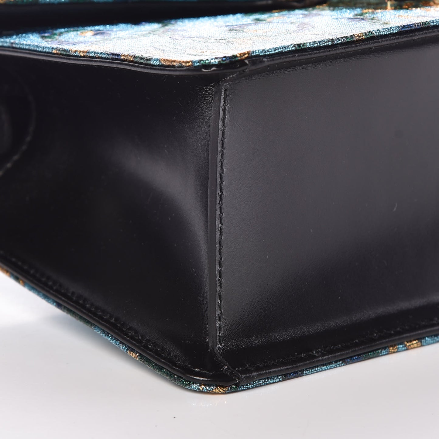 Iridescent Brocade Mini Sylvie Top Handle Bag Azure