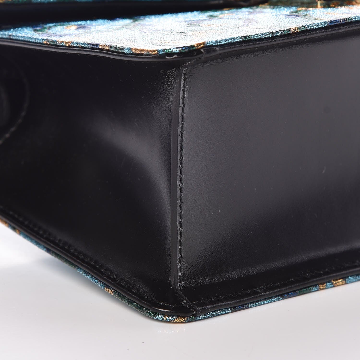Gucci Iridescent Brocade Mini Sylvie Top Handle Bag Azure 8 of 9