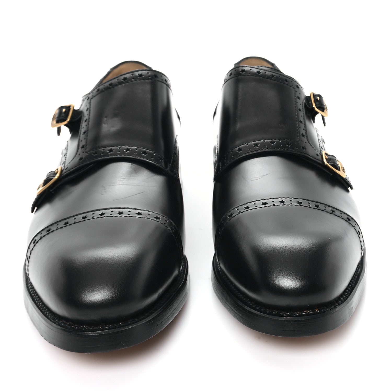 Gucci Calfskin Mens Double Monk Strap Loafers 11.5 Black 3 of 11