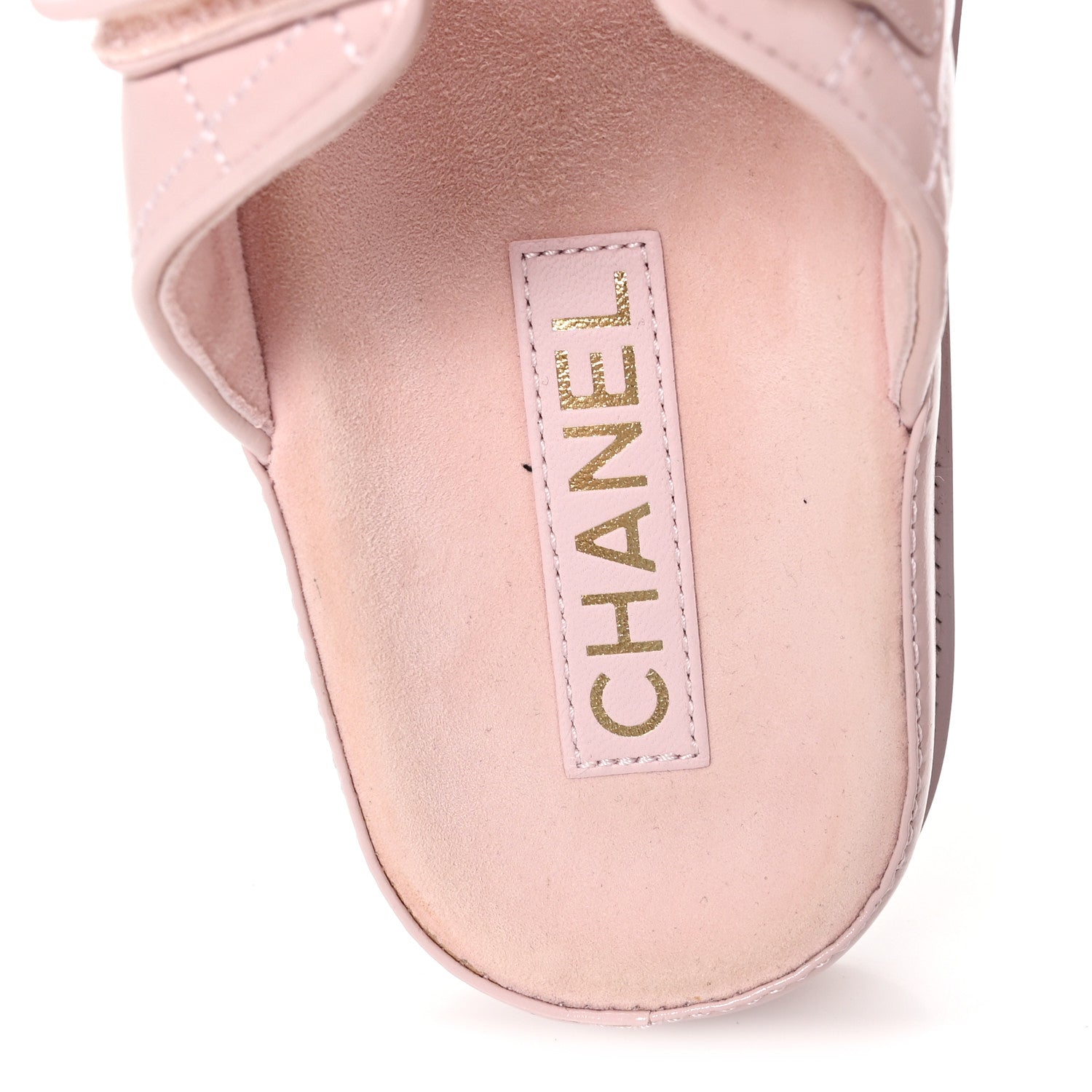 Chanel Shiny Calfskin Quilted Velcro Dad Crystal CC Slide Sandals 39 Light Pink 8 of 10