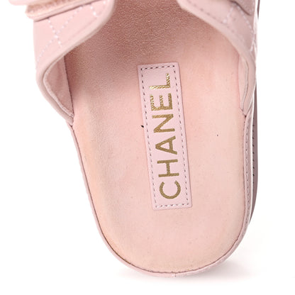 Chanel Shiny Calfskin Quilted Velcro Dad Crystal CC Slide Sandals 39 Light Pink 8 of 10