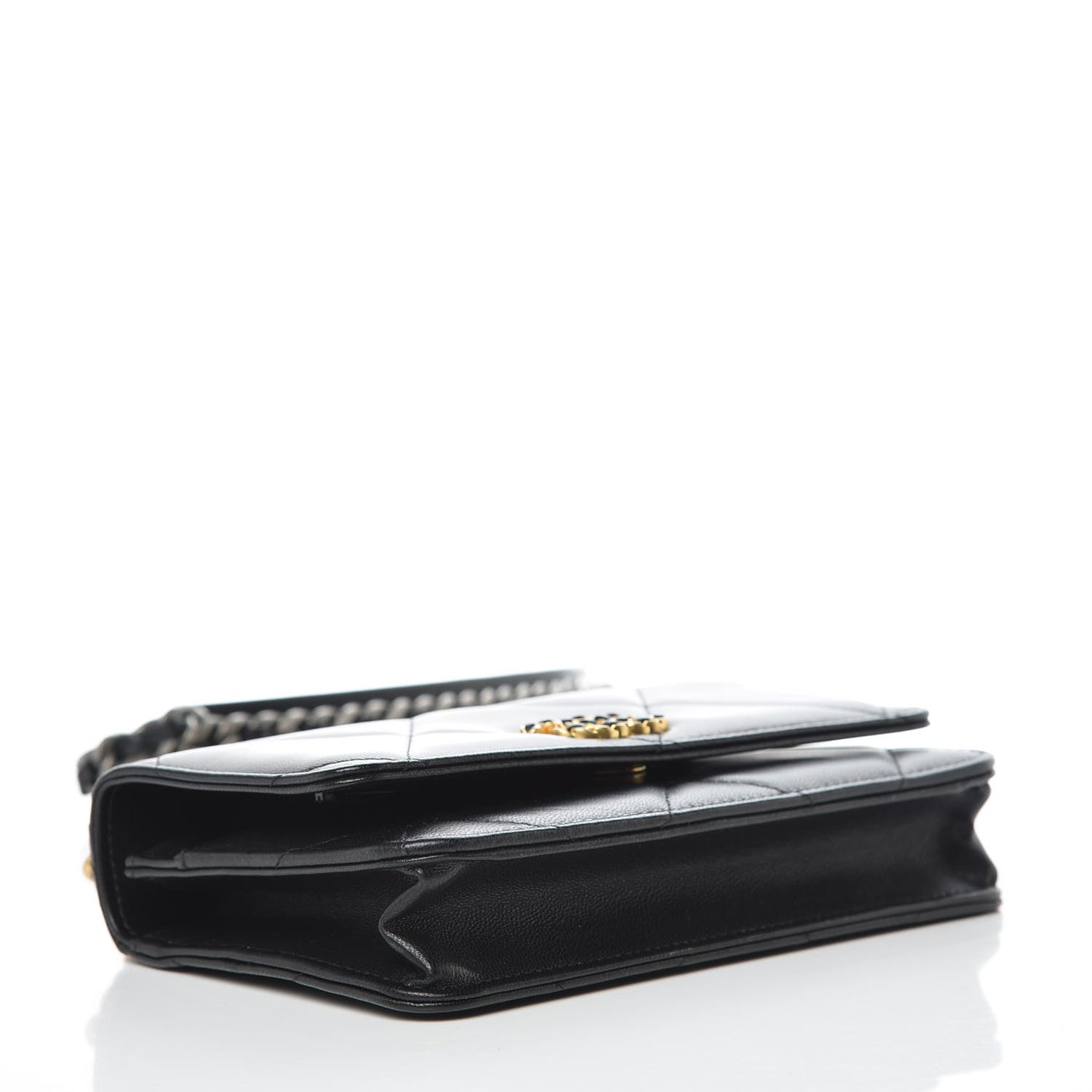Goatskin Quilted 19 Wallet On Chain WOC Black