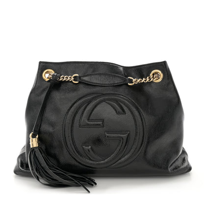 Gucci Patent Medium Soho Chain Shoulder Bag Black 1 of 11
