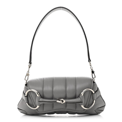 Gucci Nappa Vertical Matelasse Small Maxi Horsebit Chain Shoulder Bag Gray 1 of 14