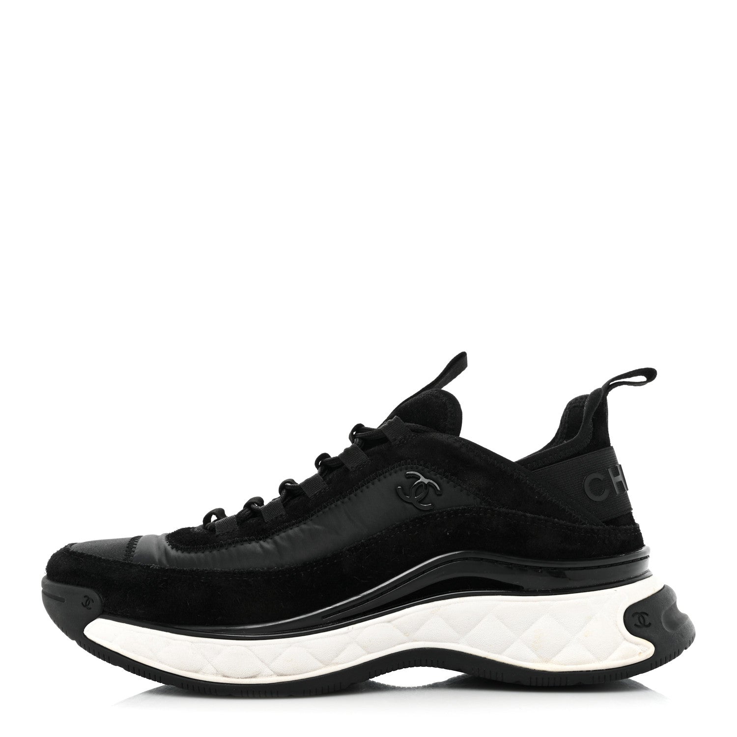 Chanel Velvet Calfskin Mixed Fibers CC Sneakers 40 Black 1 of 11