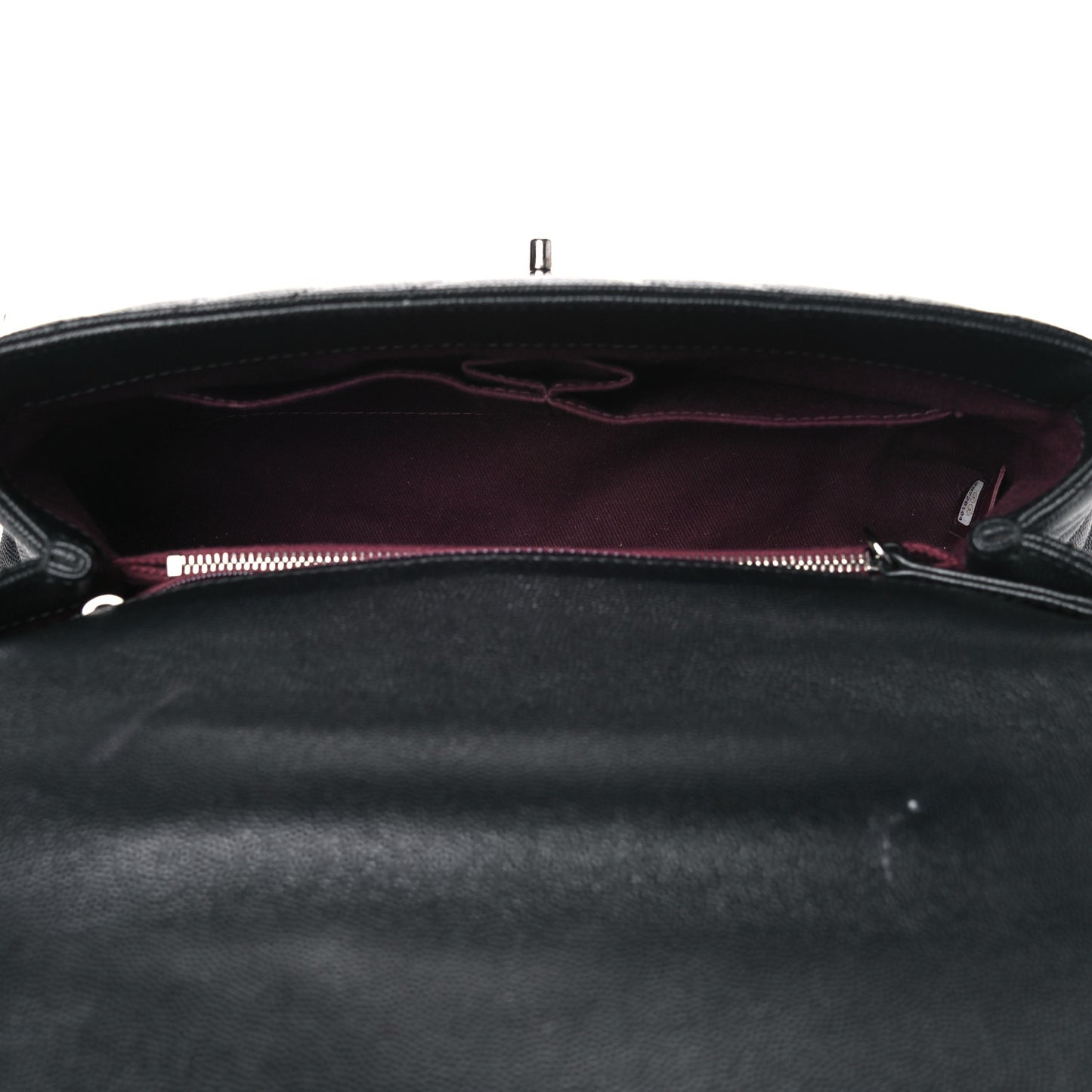 Caviar Chevron Quilted Small Coco Handle Flap Black