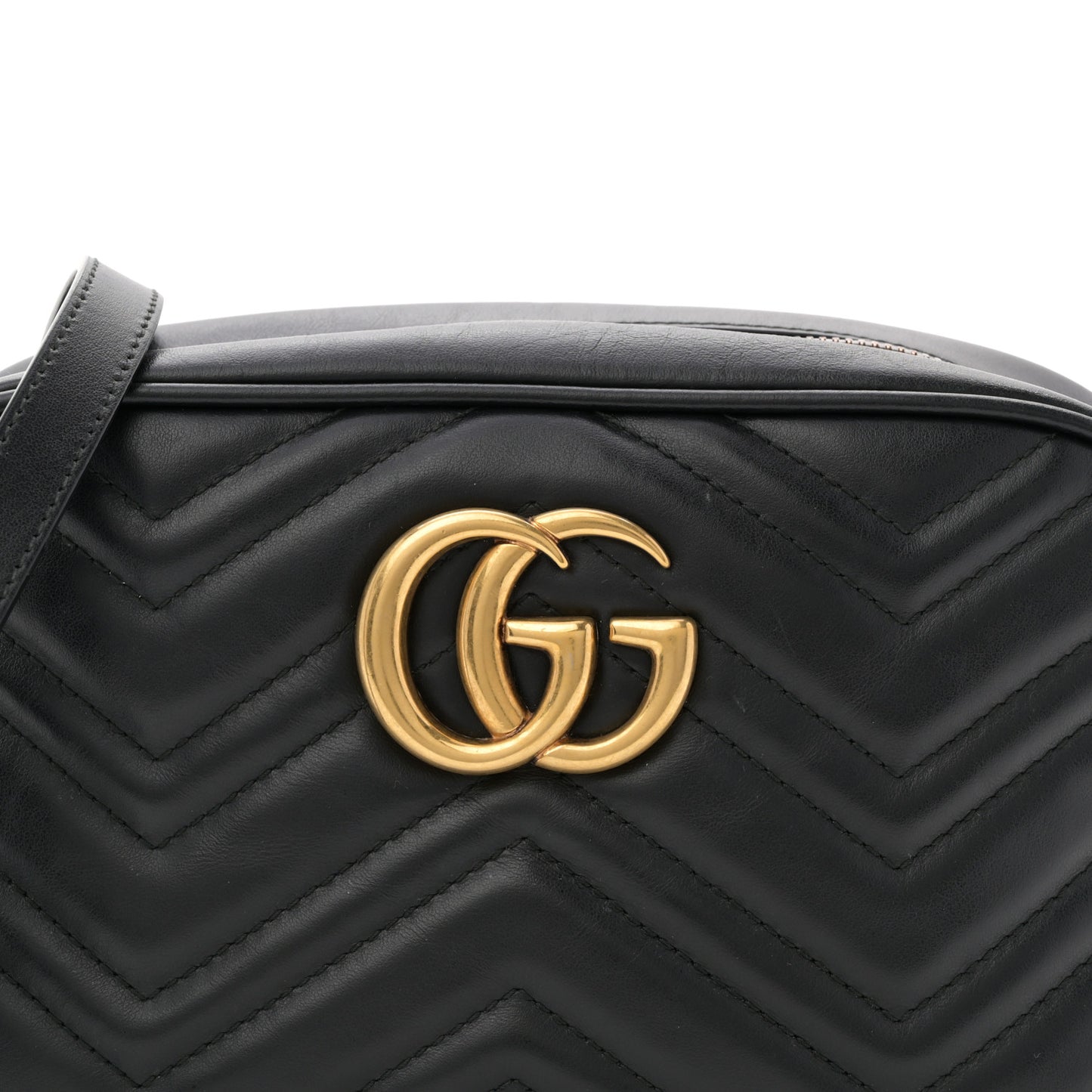 Calfskin Matelasse Small GG Marmont Chain Shoulder Bag Black