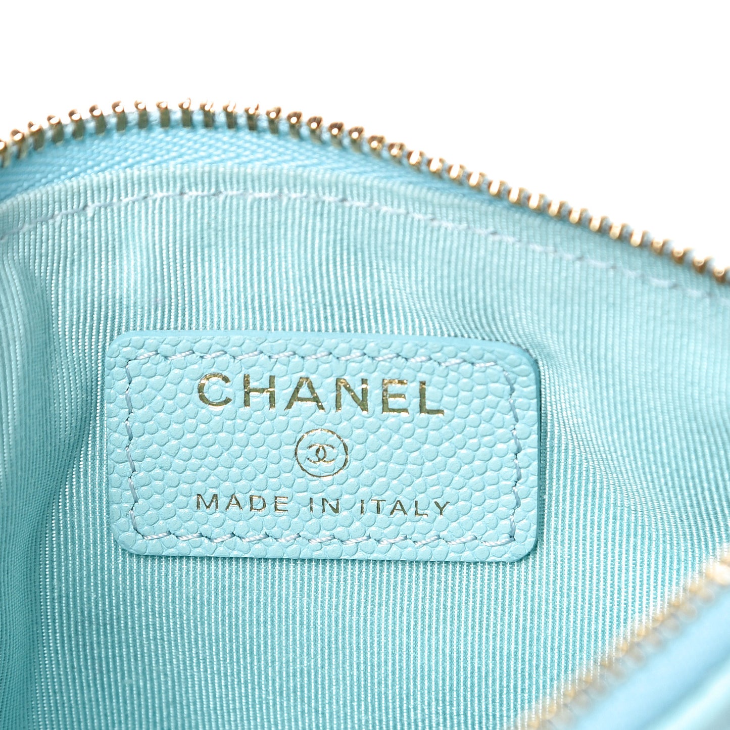 Caviar Quilted Small Cosmetic Case Light Blue