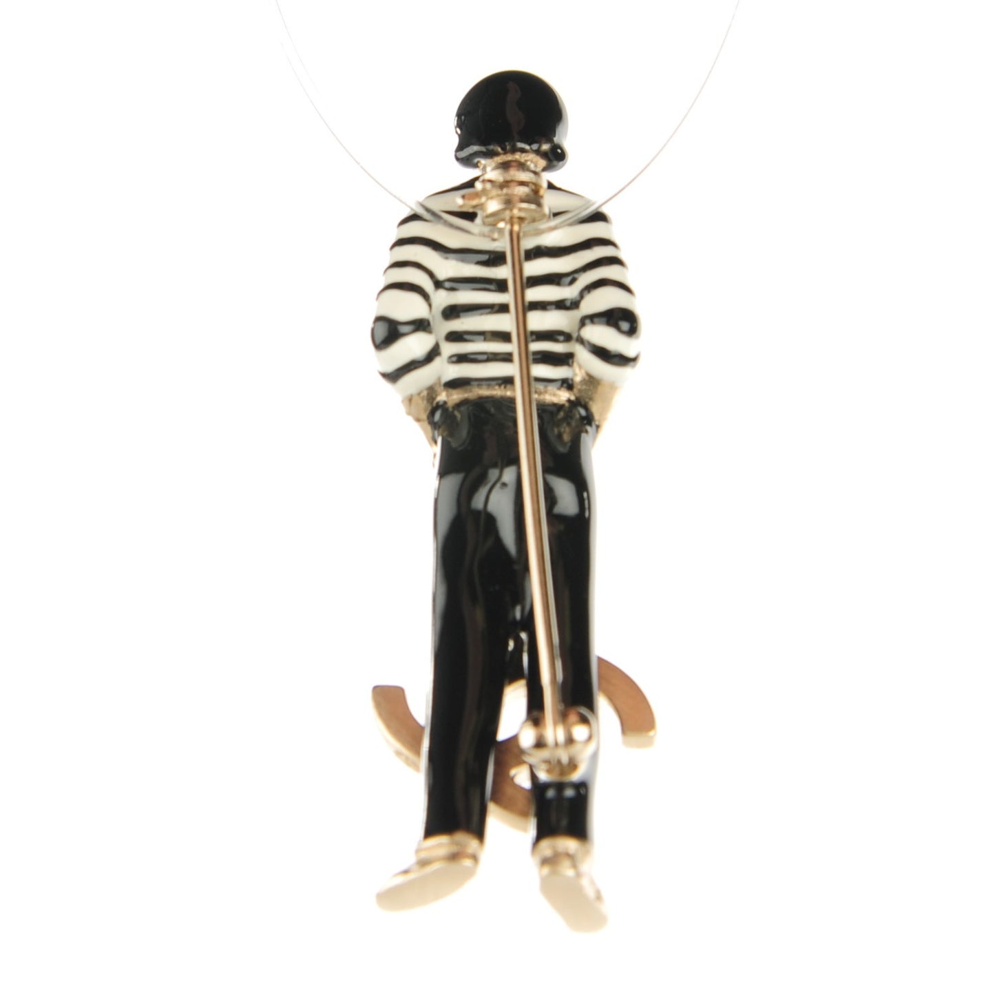 Enamel Coco Charm Brooch Black Gold