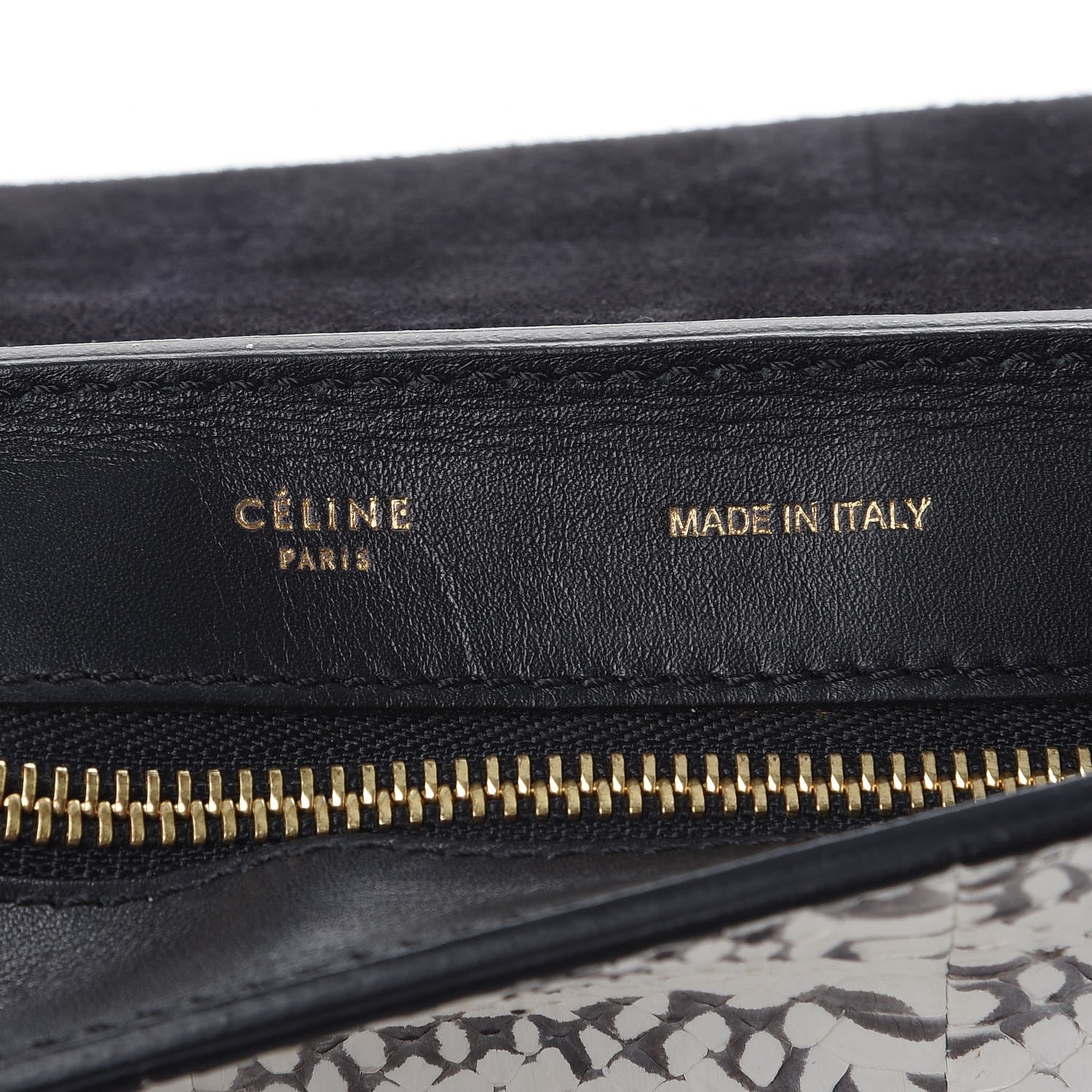 Celine Whipsnake Calfskin Medium Trapeze Black White 6 of 8