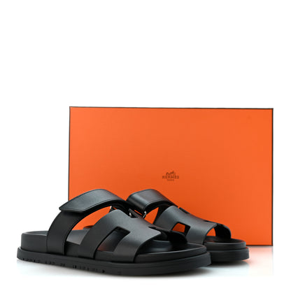 Hermes Calfskin Womens Chypre Sandals 36.5 Black 10 of 10