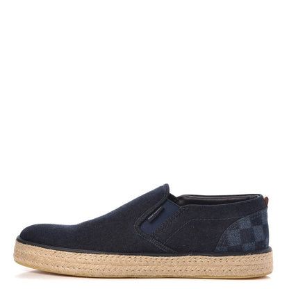 Louis Vuitton Mens Denim Damier Coconut Grove Slip On 11 Marine 1 of 10