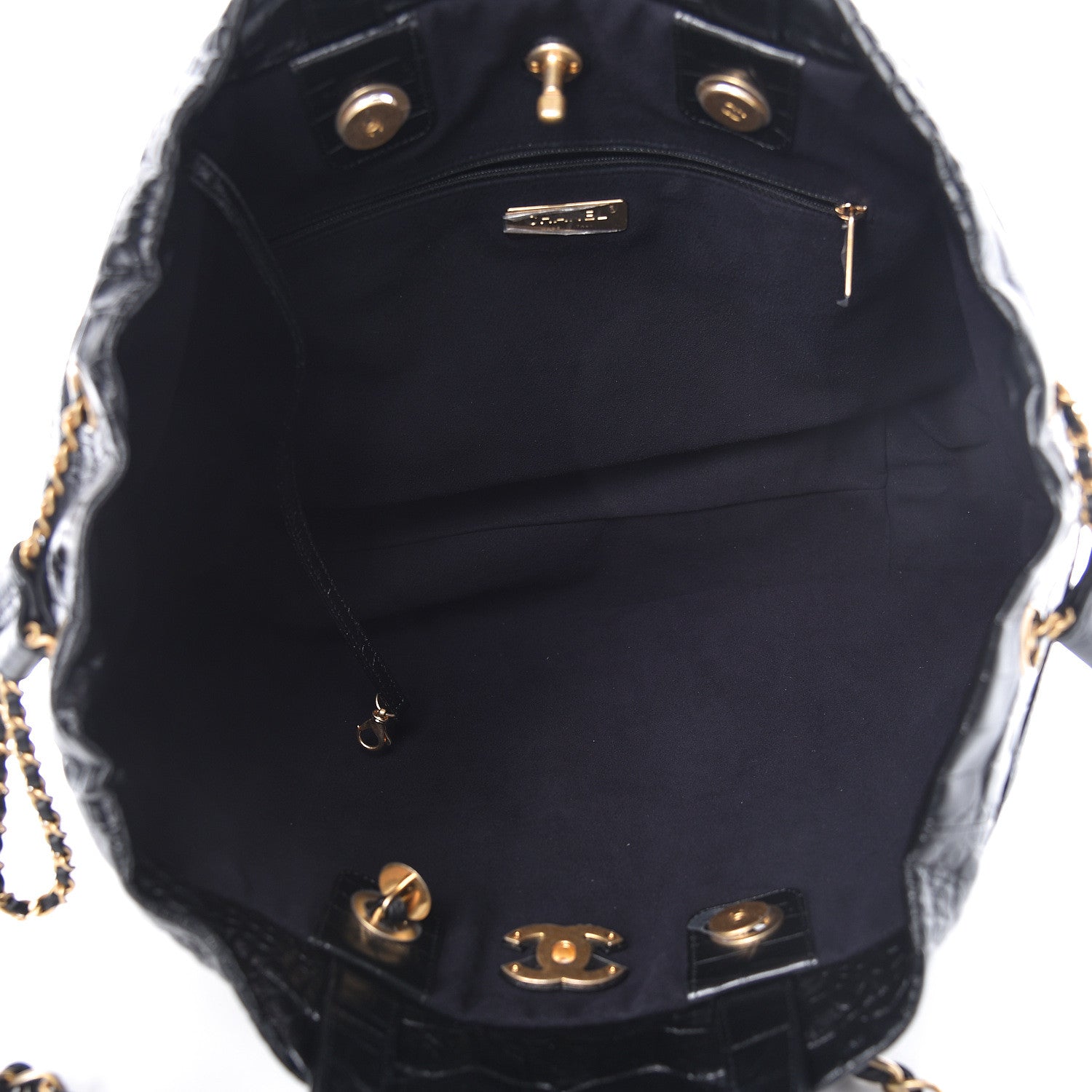Chanel Calfskin Crocodile Embossed Large Cocodile Shopping Tote Black 5 of 10