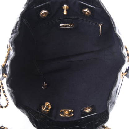 Chanel Calfskin Crocodile Embossed Large Cocodile Shopping Tote Black 5 of 10