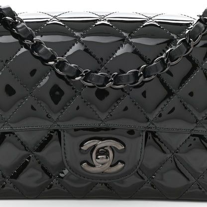 Chanel Patent Calfskin Quilted Mini Rectangular Flap So Black 10 of 11
