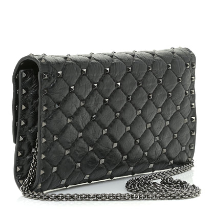 Valentino Garavani Lambskin Rockstud Spike Wallet on Chain Black 3 of 10