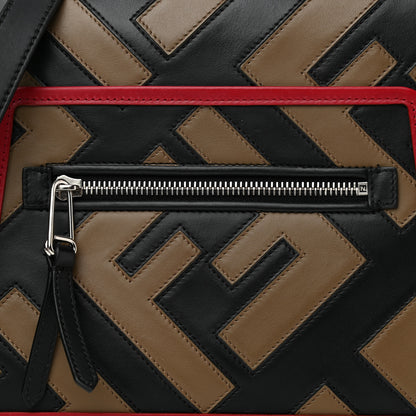 Fendi Vitello Century F is Fendi FF Diagonal Inlay Small Runaway Satchel Fango Black Fragola 8 of 10