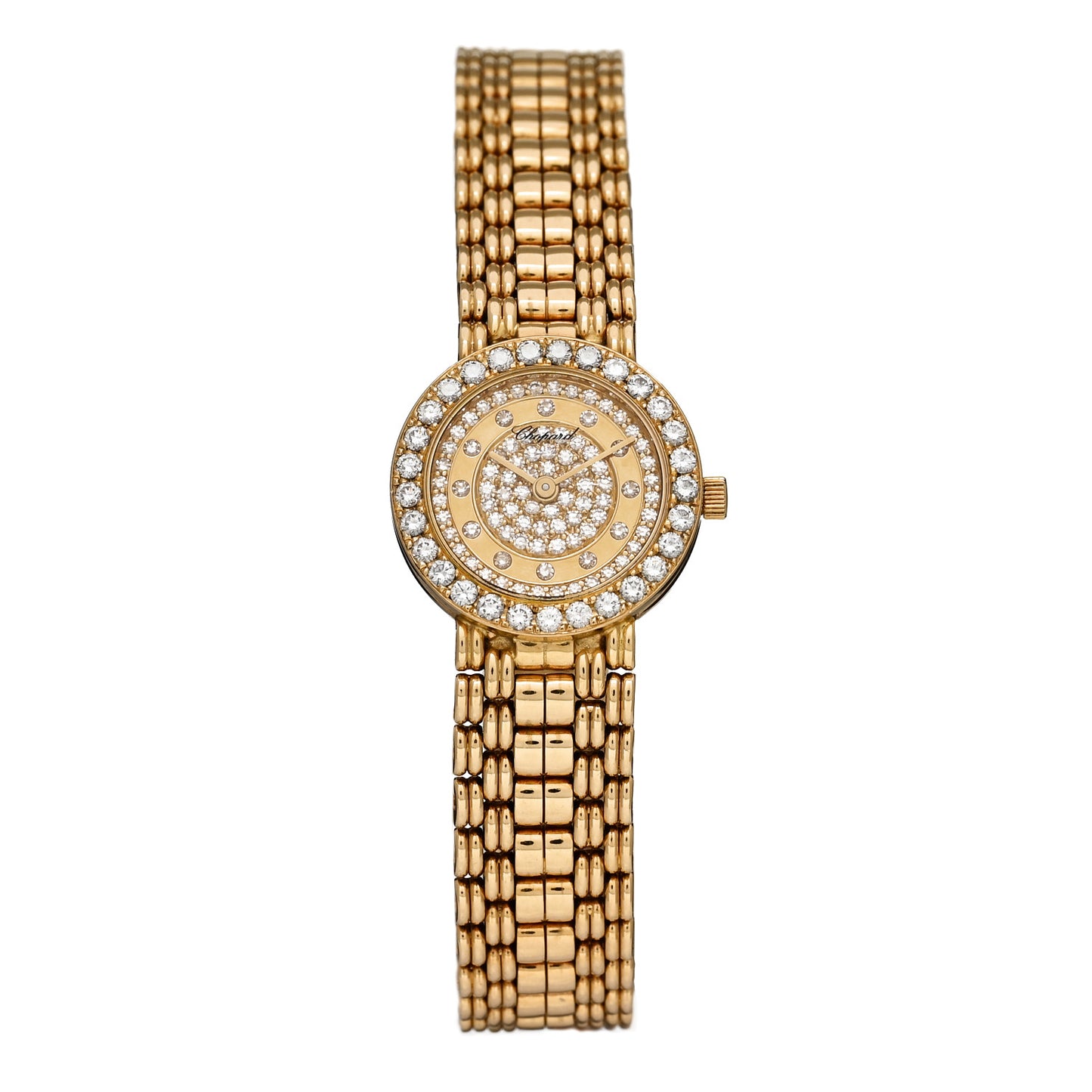 18K Yellow Gold Diamond Bezel 21mm Quartz Watch