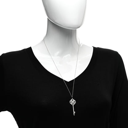 Tiffany Platinum Diamond Victoria Key Pendant Necklace 24" 2 of 4