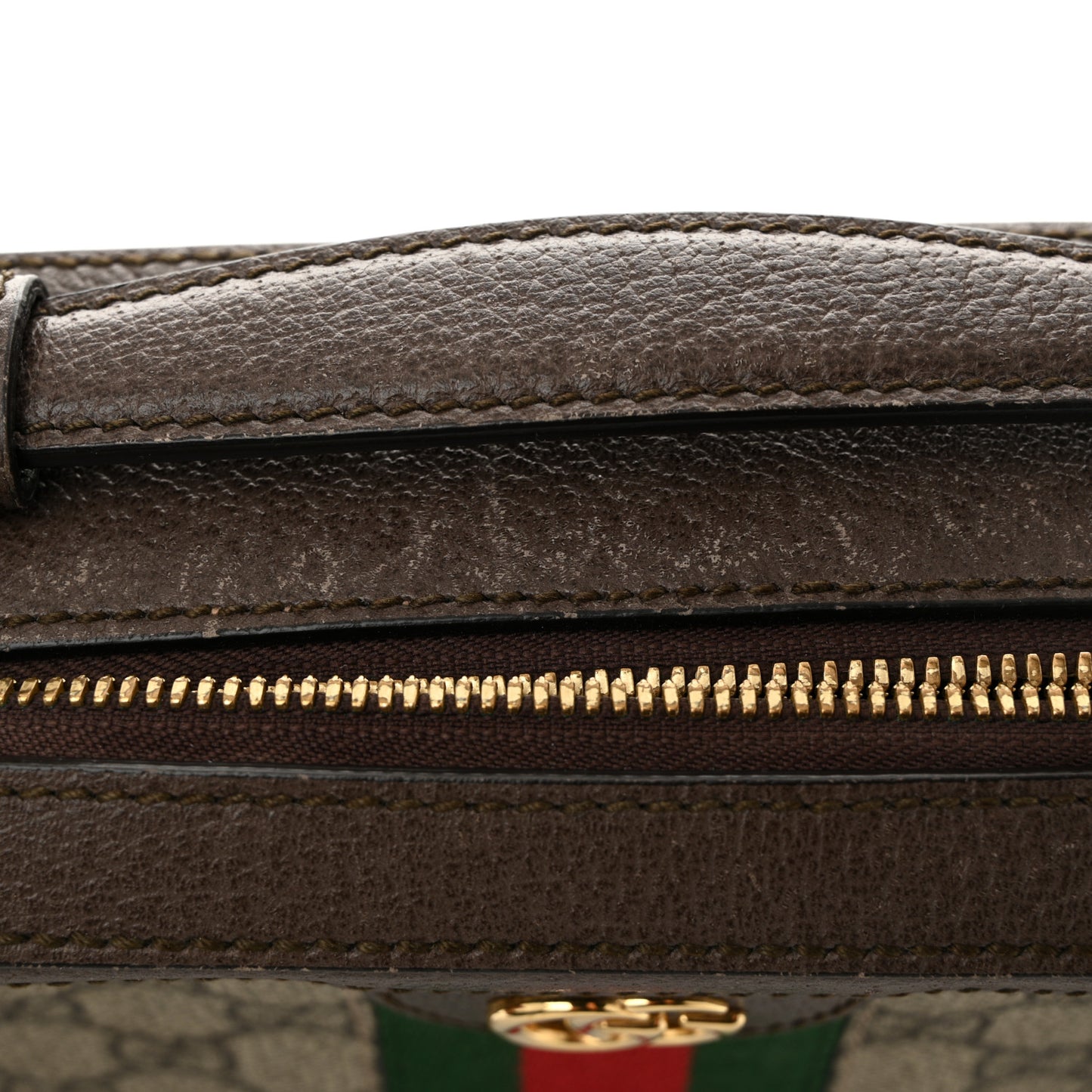 GG Supreme Monogram Web Small Ophidia Top Handle Shoulder Bag Brown