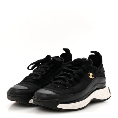 Chanel Velvet Calfskin Mixed Fibers CC Sneakers 36 Black 4 of 12