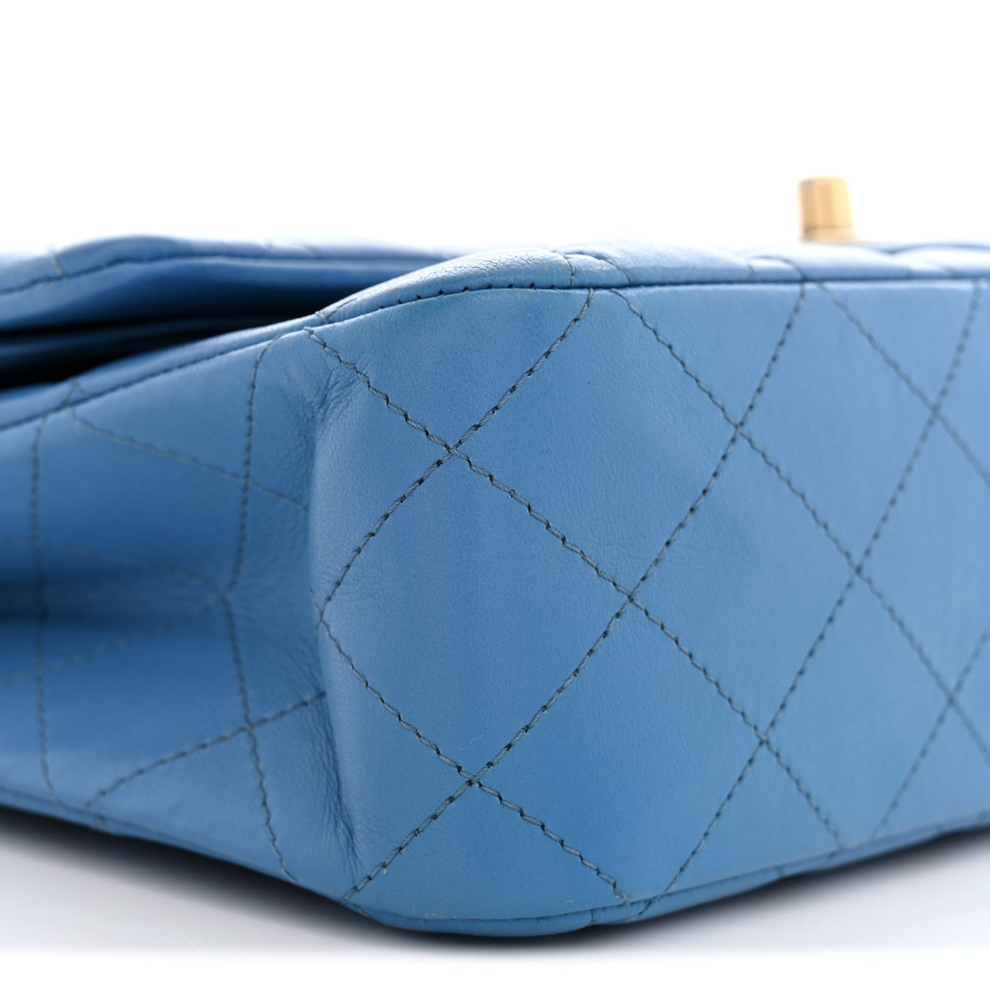 Lambskin Quilted Medium Double Flap Blue