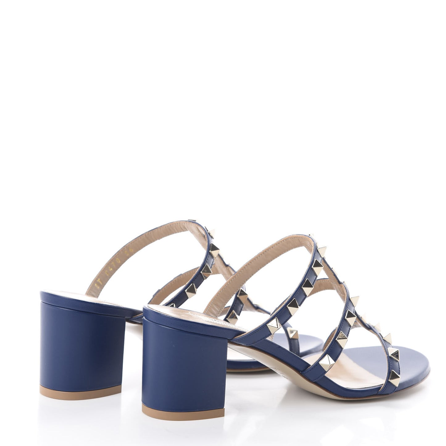 Calfskin Rockstud 60mm Caged Slide Sandals 36 Light Ocean